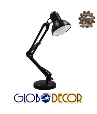 GLOBOSTAR® DESK 01538 Μοντέρνο Επιτραπέζιο Φωτιστικό Πορτατίφ με Ντουί 1 x E27 AC 220-240V IP20 - Μαύρο - Μ15 x Π15 x Υ67cm